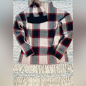 Rachel Zoe Checkered Knit Turtleneck